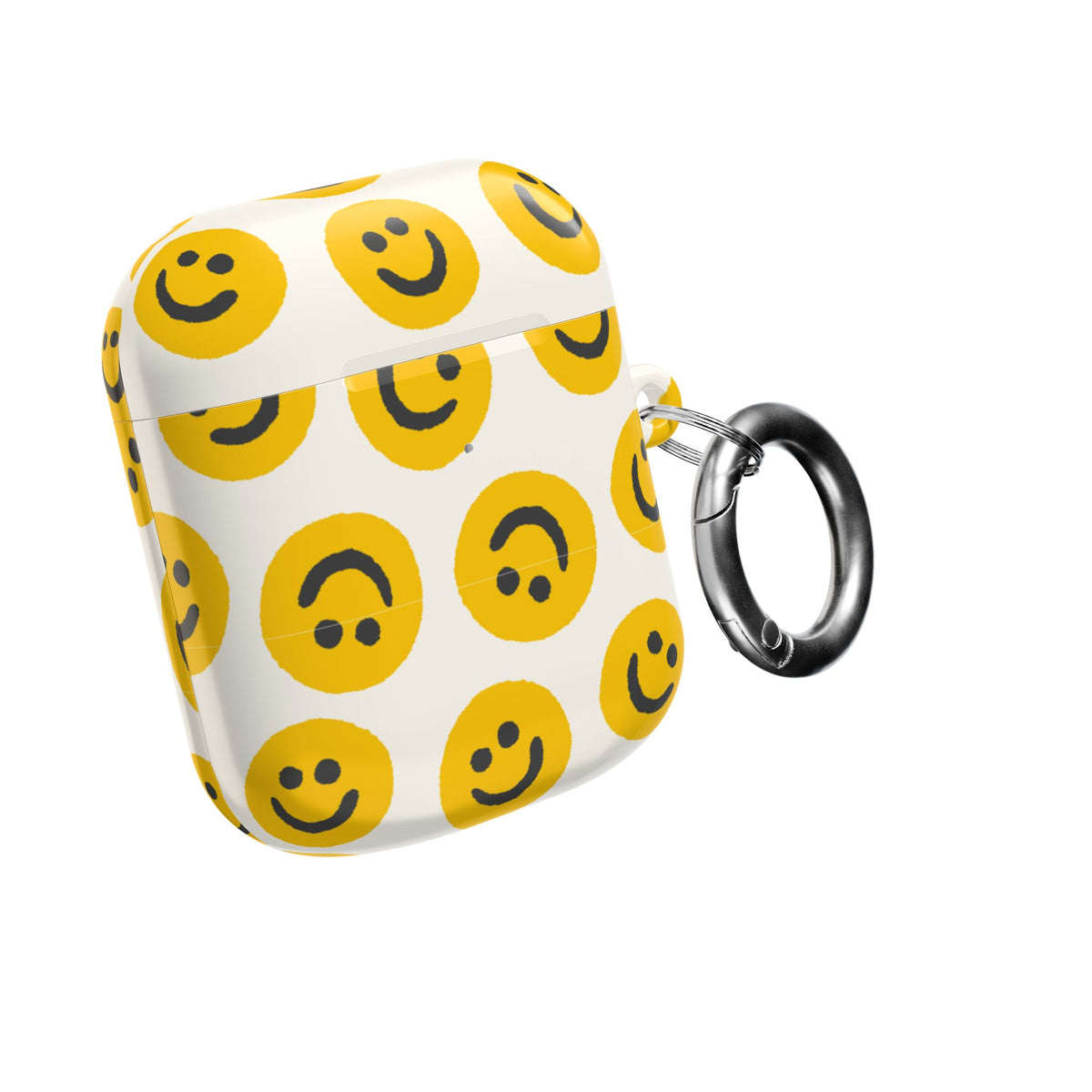 Smiley Face AirPods Case | Yellow Happy Face Glossy Protective Earbud Cover |