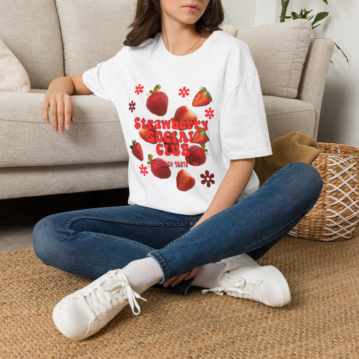 Strawberry Club T-Shirt | Retro Strawberry Graphic Cotton Tee | Women's