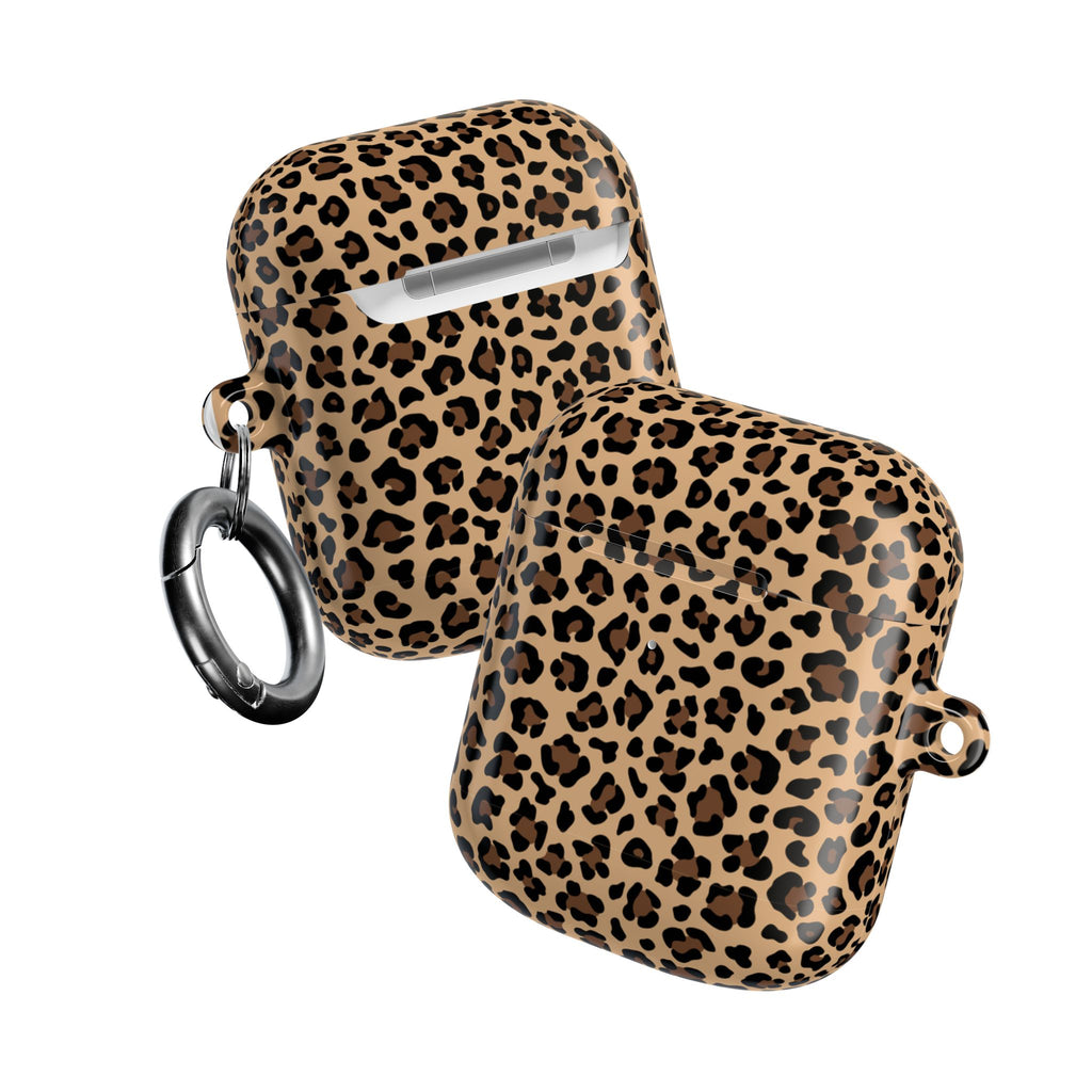 Leopard Print AirPods Case | Tan & Black Animal Print Protective Charging Case |
