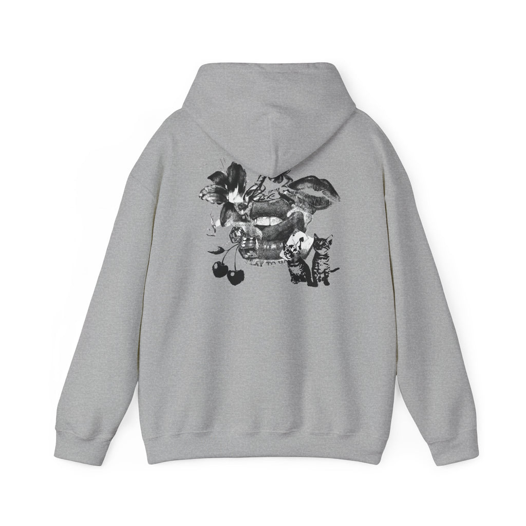 Midnight Collage Women’s Hoodie | Vintage Monochrome Graphic Sweatshirt |