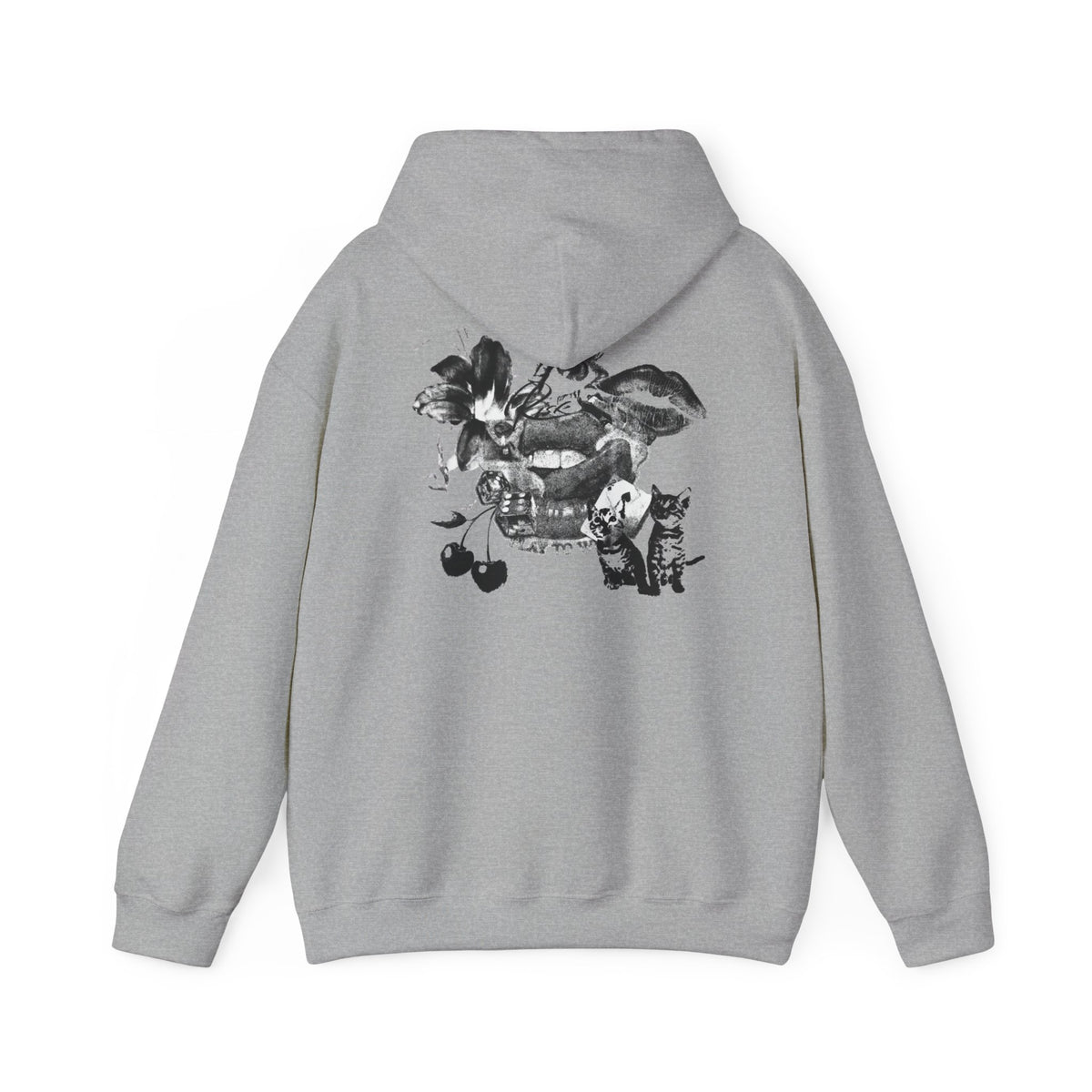 Midnight Collage Women’s Hoodie | Vintage Monochrome Graphic Sweatshirt |