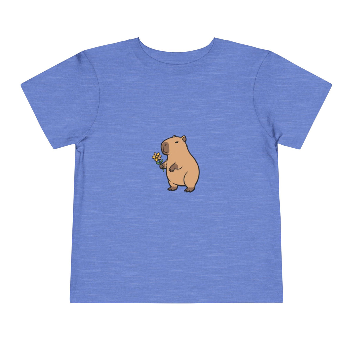 Cute Capybara Toddler T-Shirt | Capybara Holding Flower Kids Tee | Adorable Animal Shirt |