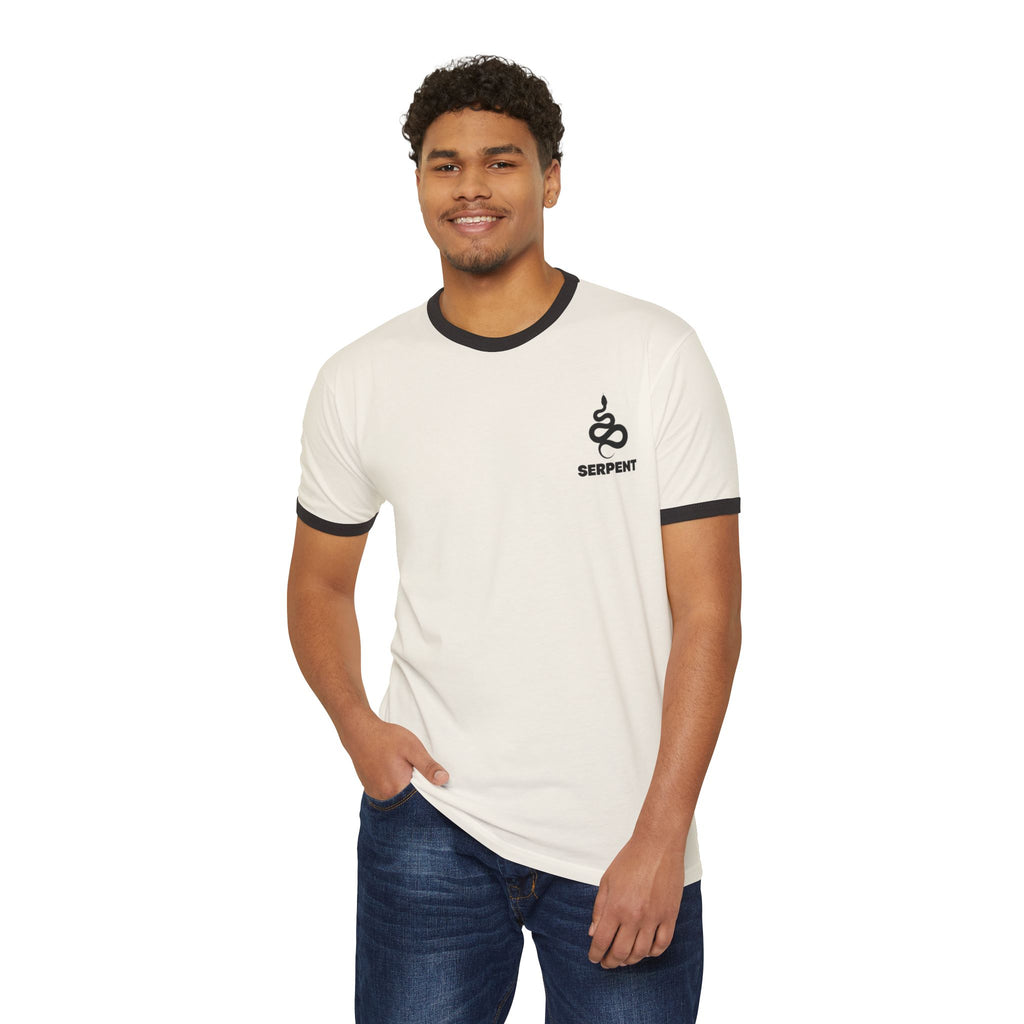 Serpent Ringer T-Shirt | Retro Snake Graphic Cotton Tee | Men's