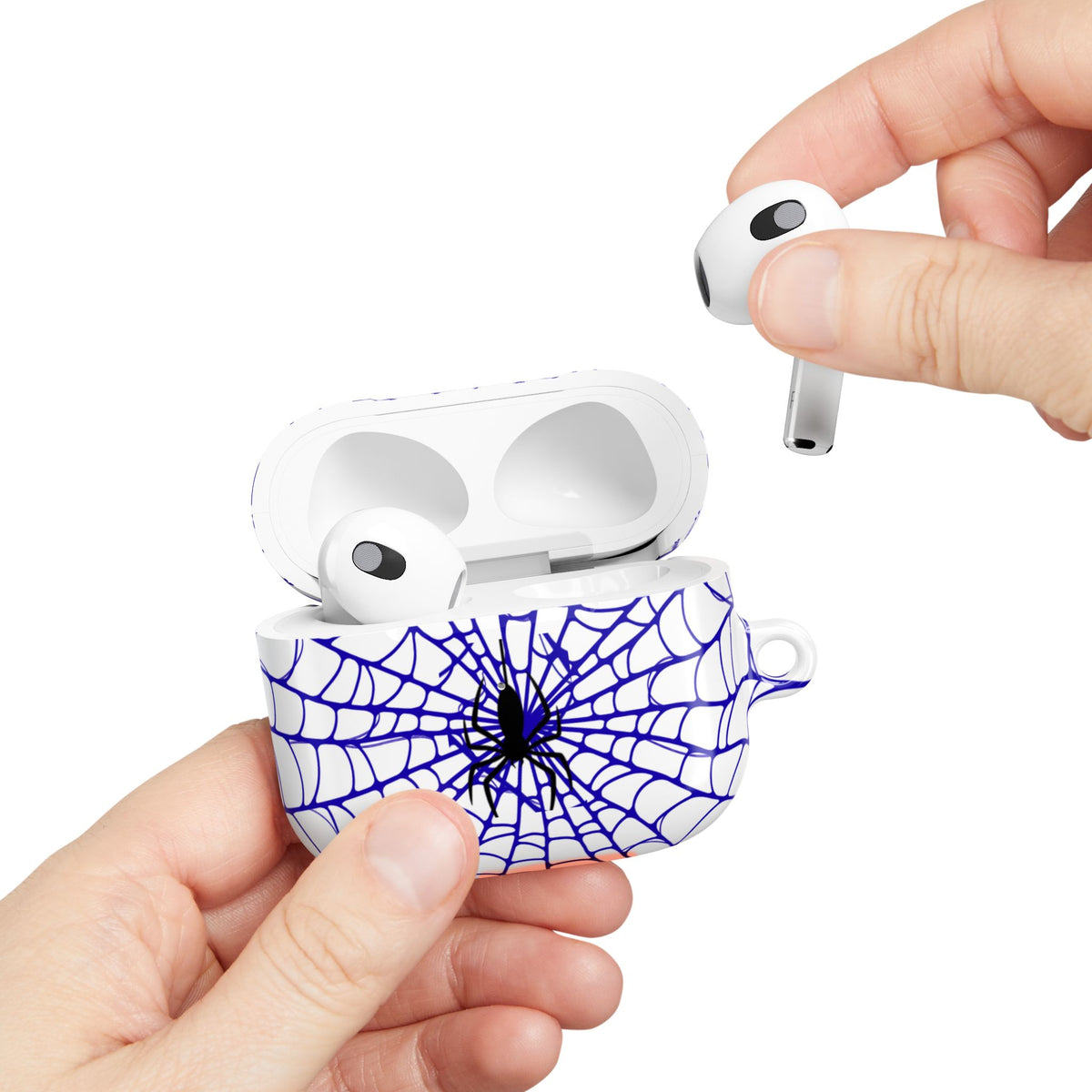 Web Pattern AirPod Case | Blue Web Comic-Inspired Earbud Cover | Glossy Protective Case |