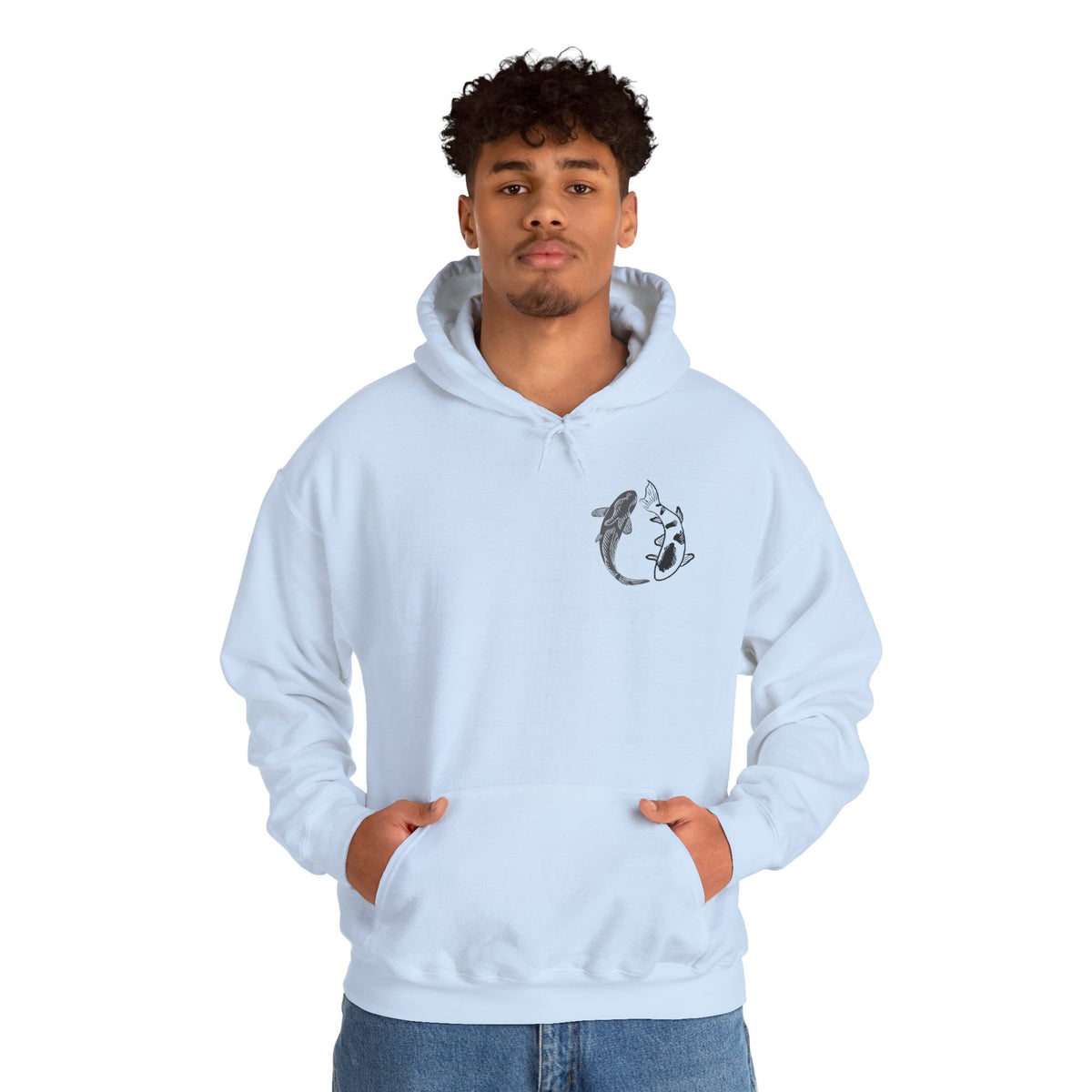 Koi Fish Balance Hoodie | Minimal Japanese-Inspired Graphic Sweatshirt | Unisex