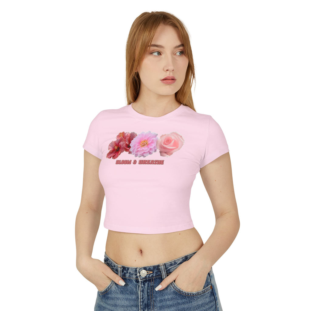 Blooming Flowers Baby Tee | Floral Cropped Organic Cotton T-Shirt |