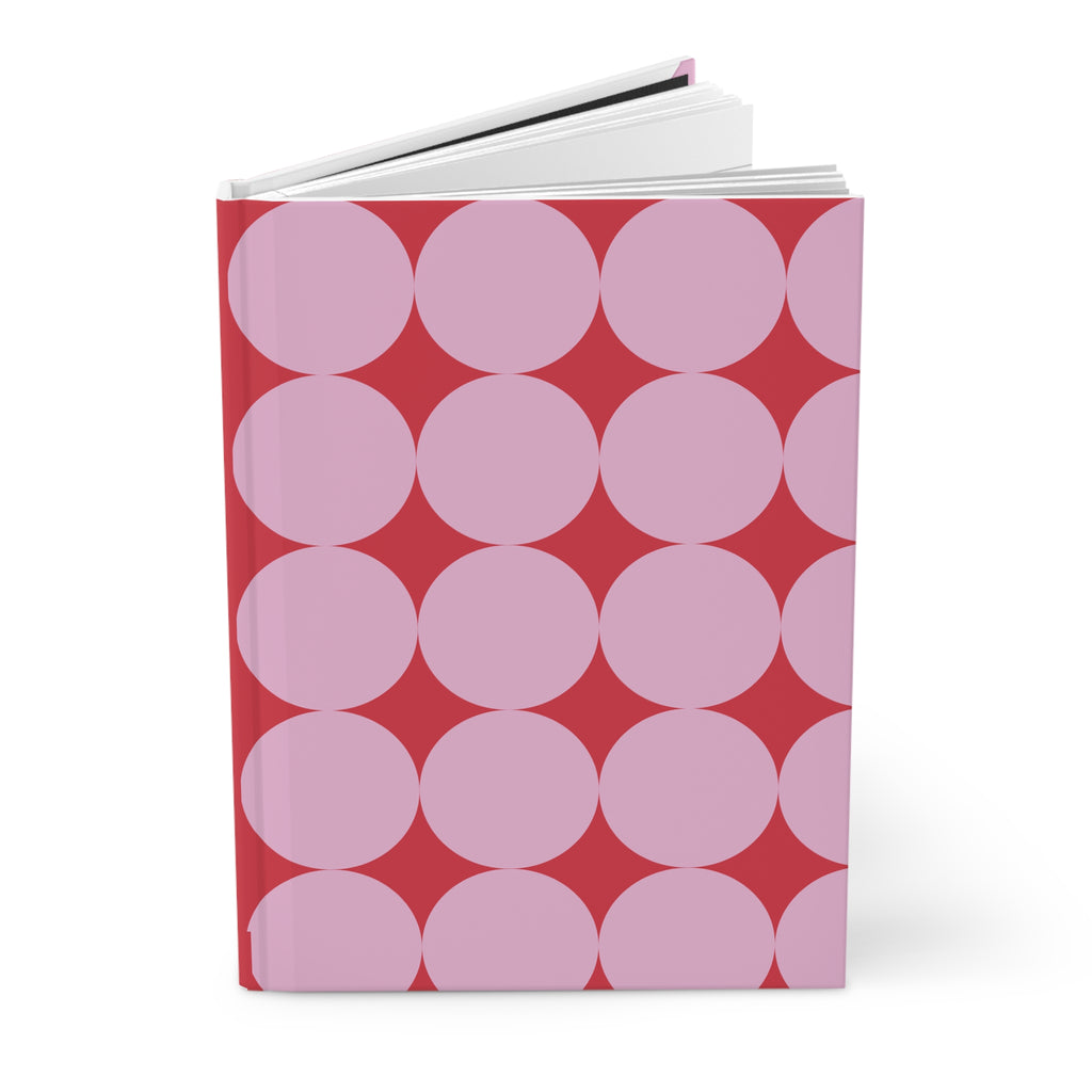 Pink & Red Circle Hardcover Journal | Retro Pattern Notebook |
