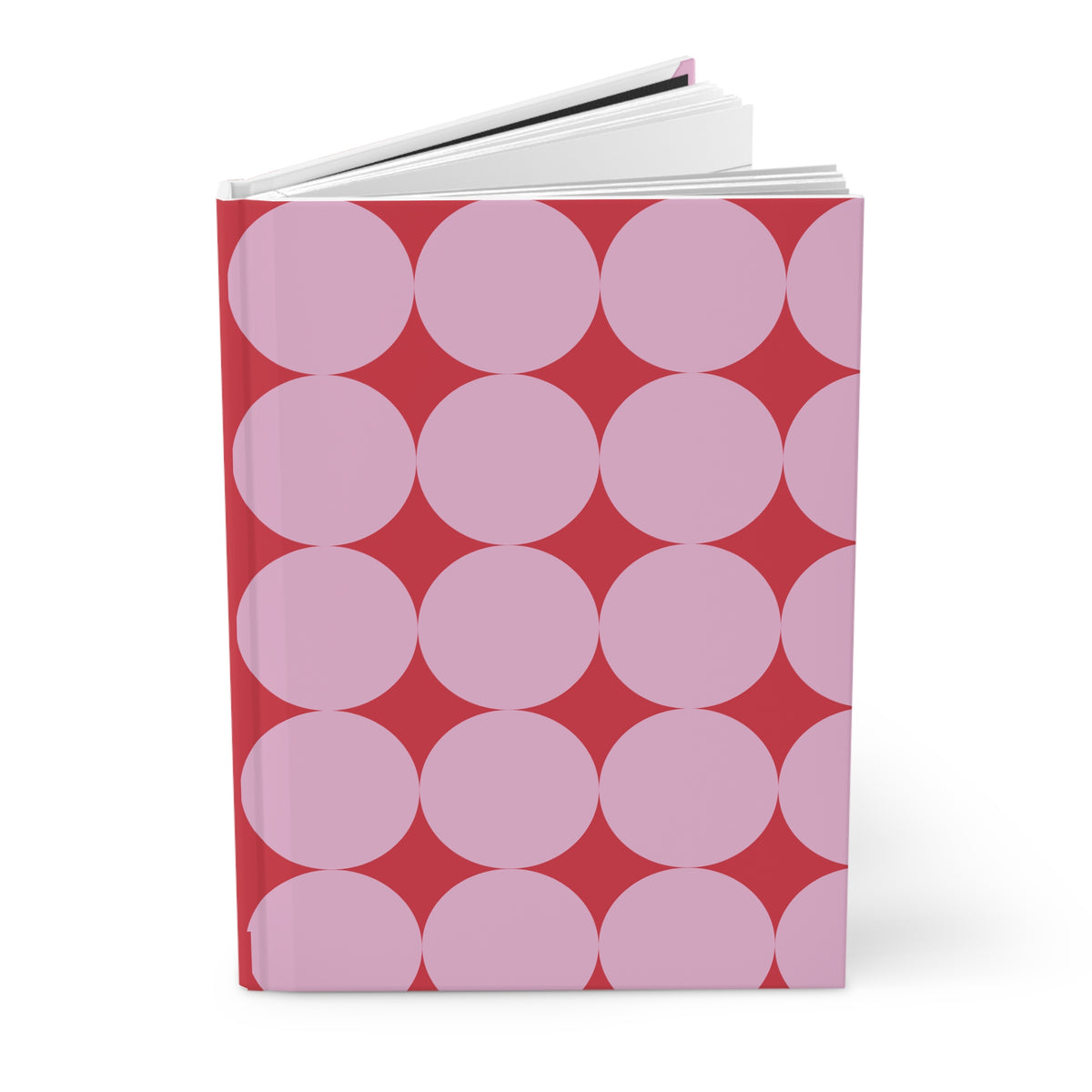Pink & Red Circle Hardcover Journal | Retro Pattern Notebook |