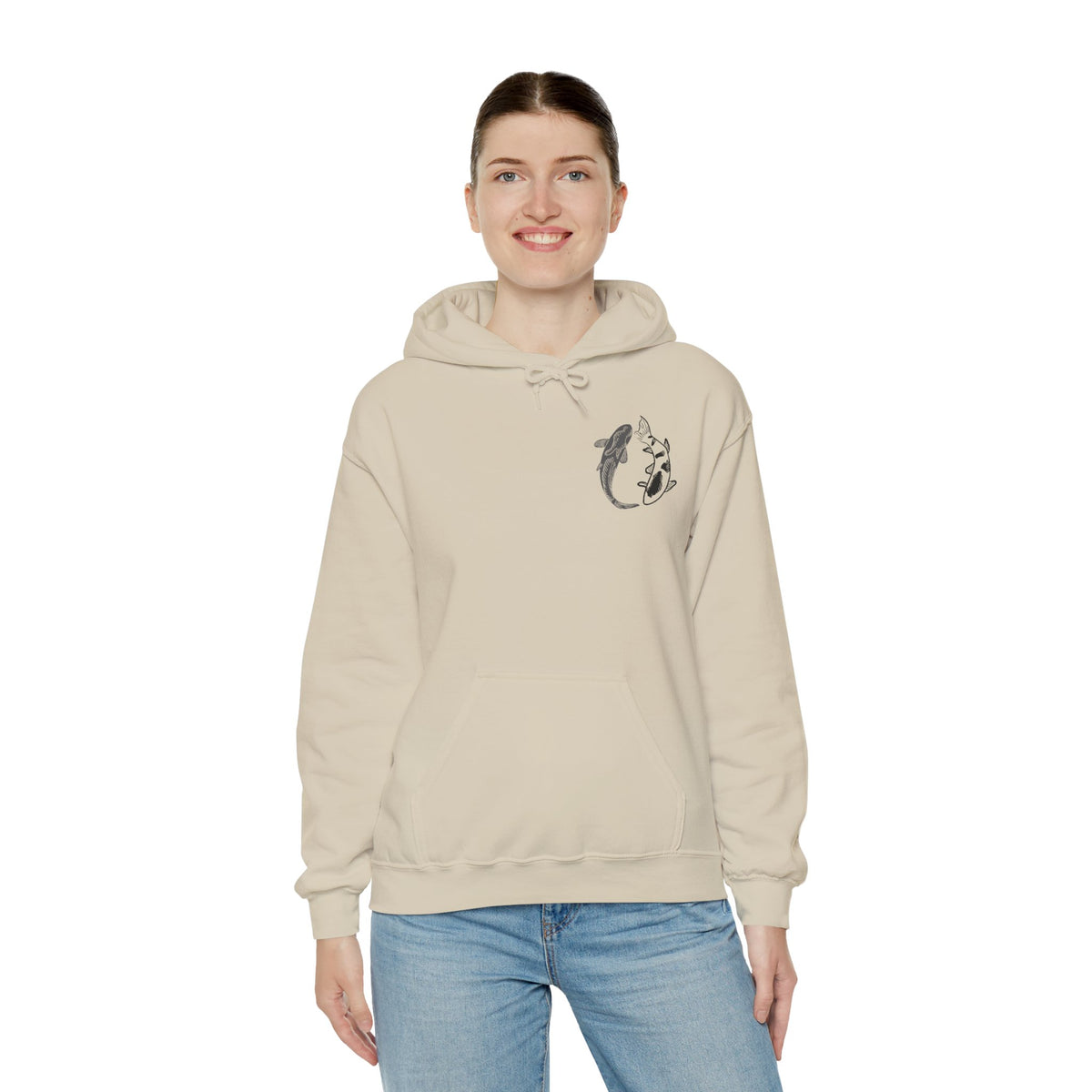 Koi Fish Balance Hoodie | Minimal Japanese-Inspired Graphic Sweatshirt | Unisex